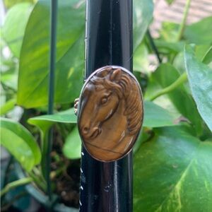 Brown Horse Cameo Ring